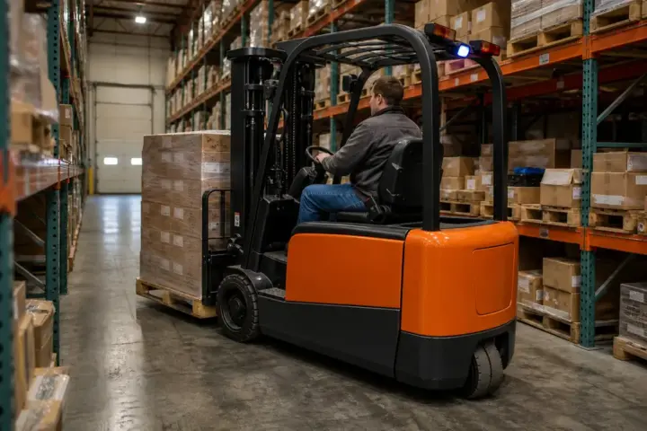Three-wheel electric forklift used in financing comparison